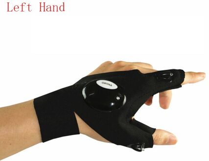 Led Outdoor Zaklamp Vissen Handschoenen Half-Vinger Handschoenen Met Licht Verlichting Night Vissen Wilde Camping Drie Vinger Gesneden Handschoenen wit