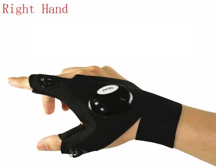 Led Outdoor Zaklamp Vissen Handschoenen Half-Vinger Handschoenen Met Licht Verlichting Night Vissen Wilde Camping Drie Vinger Gesneden Handschoenen zwart