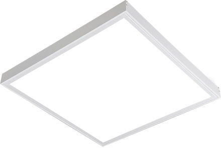 Led Paneel - Aigi Clena - 60x60 Helder/koud Wit 6000k - 40w Opbouw Vierkant - Mat Wit - Flikkervrij