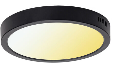 LED Paneel - Downlight - Velvalux - Ø30 - 24W 2700lm - Aanpasbare Lichtkleur CCT - Opbouw - Rond - Zwart - Flikkervrij Helder/Koud wit;Warm wit;Natuurlijk wit