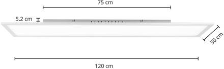 LED paneel Gelora, CCT, 120 cm x 30 cm, afstandsbediening wit, zilver