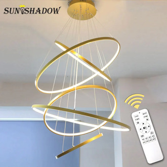 Led Pendant Light Modern Ceiling Pendant Lamp For Living room Dining room Kitchen Hanging Lamp Black White 4rings 40 60 80 100cm