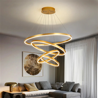 LED pendant lights modern round Brown gold hanging lamp living room dining room kitchen suspension luminaire indoor lighting