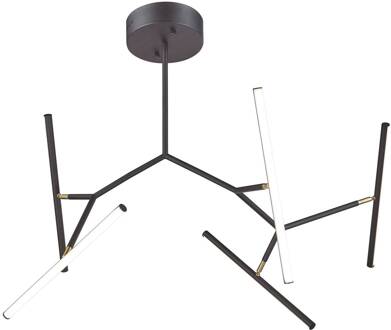 LED plafondlamp 2070, 5-lamps 90 cm, zwart/goud zandzwart, mat goud