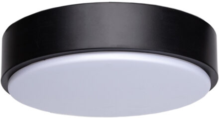 LED Plafondlamp - Aigi Santi - Opbouw Rond 12W - Helder/Koud Wit 6500K - Mat Zwart Aluminium