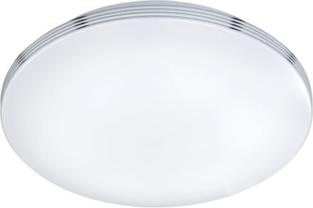 LED Plafondlamp - Badkamerlamp - Trion Apity - Opbouw Rond 24W - Spatwaterdicht IP44 - Dimbaar - Warm Wit 3000K - Glans Zilverkleurig