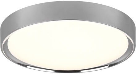 LED Plafondlamp - Badkamerlamp - Trion Clirno - 18W - Warm Wit 3000K - Spatwaterdicht IP44 - Opbouw Rond - Mat Chroom - Zilverkleurig