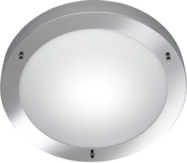 LED Plafondlamp - Badkamerlamp - Trion Condi - Opbouw Rond - Spatwaterdicht IP44 - E27 Fitting - Glans Chroom Aluminium Zilverkleurig