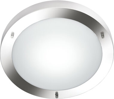 LED Plafondlamp - Badkamerlamp - Trion Condi - Opbouw Rond - Spatwaterdicht IP44 - E27 Fitting - Mat Nikkel Aluminium - Zilverkleurig