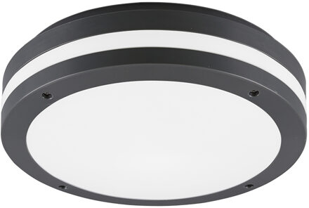 LED Plafondlamp - Badkamerlamp - Trion Keraly - Opbouw Rond - Waterdicht - 12W - Warm Wit 3000K - Mat Antraciet - Grijs