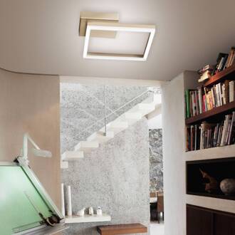 LED plafondlamp Bard, 27x27cm, matgoud finish goud mat, wit mat