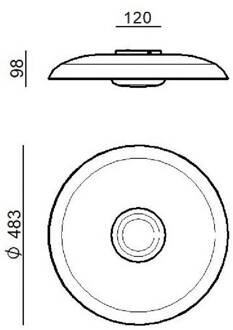 LED plafondlamp Basin_P, zwart, metaal, Ø 48 cm
