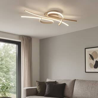 LED plafondlamp Biba, zandkleurig, lengte 100 cm, metaal, CCT