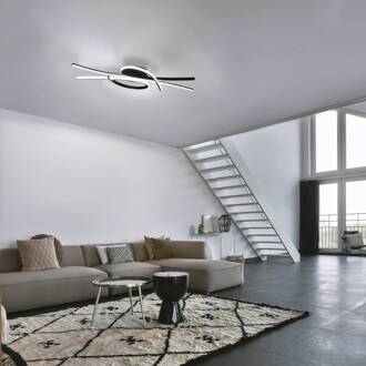 LED plafondlamp Biba, zwart, lengte 100 cm, metaal, CCT zwart mat