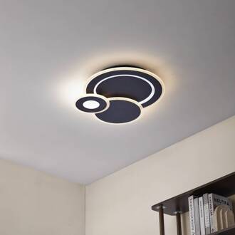 LED plafondlamp Briar, zwart, metaal, afstandsbediening zwart, transparant