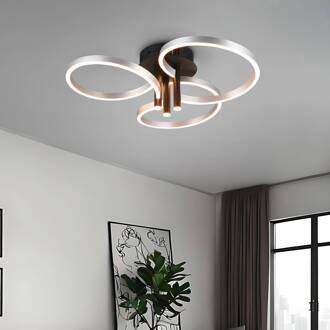 LED plafondlamp Caruso, aluminium/zwart, Ø 66 cm, metaal CCT dimbaar aluminium, zwart