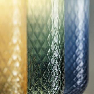 LED plafondlamp Curuba, amber, glas, hoogte 40 cm 2.700 K amber, goud