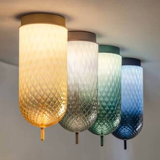 LED plafondlamp Curuba, blauw, glas, hoogte 40 cm, 2.700 K blauw, zwart