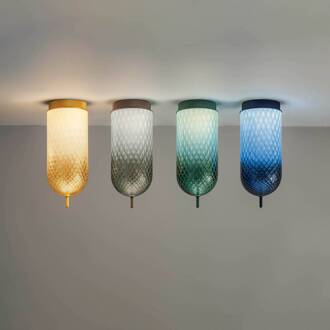LED plafondlamp Curuba, bruin, glas, hoogte 40 cm 2.700 K