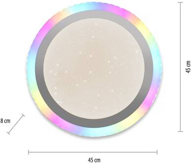 LED plafondlamp Cyba Stars CCT RGB Zijlicht zilver, wit