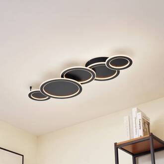 LED plafondlamp Diala, zwart, metaal, 96 cm