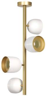 LED plafondlamp Dome, verticaal, 73 cm, wit wit, goud