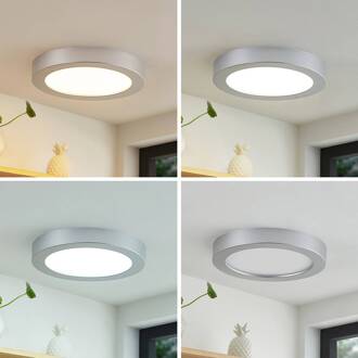 LED plafondlamp Edwina, zilver, 25 cm, CCT, IP44 zilver, wit