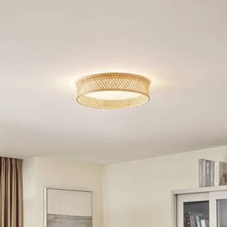 LED plafondlamp Eilif, bamboe, Ø 40 cm licht hout, wit