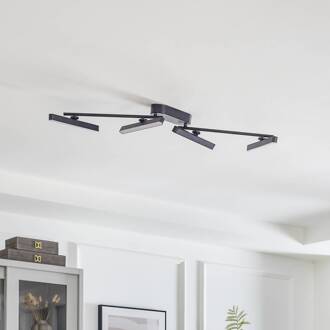 LED plafondlamp Eldrin, 4-lamps, zwart, lichtlijst