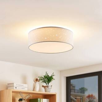LED plafondlamp Ellamina, 40 cm, wit, textiel