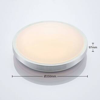 LED plafondlamp Emelie, Ø 35 cm, aluminiumkleurig, metaal aluminium, wit