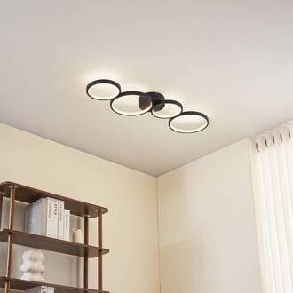 LED plafondlamp Evengeline, zwart, aluminium, 88 cm zwart geborsteld