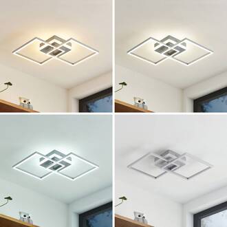 LED plafondlamp Fjardo, hoekig, zilver, CCT, afstandsbediening