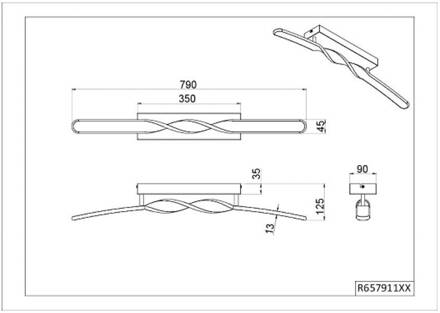 LED plafondlamp Ginko, zand, metaal, lengte 79 cm