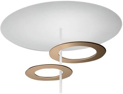 LED plafondlamp Hula Hoop P2 - 2 schijven wit, gesatineerd messing