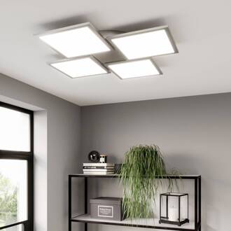 LED plafondlamp Ilira, 4-lamps, zilver, CCT, dimbaar wit, zilver