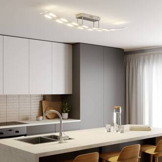 LED plafondlamp Jarda, glas, 134 cm lang, dimbaar mat vernikkeld