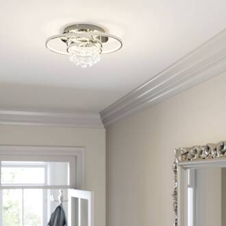 LED plafondlamp Keely, chroomkleurig, kristal, 45 cm chroom, helder