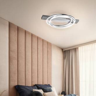 LED plafondlamp Kiku, lengte 76 cm, aluminiumkleurig, metaal aluminium, zandzwart