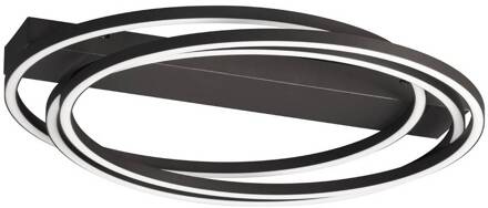 LED plafondlamp Kiku, Ø 56 cm, zandzwart, metaal, CCT