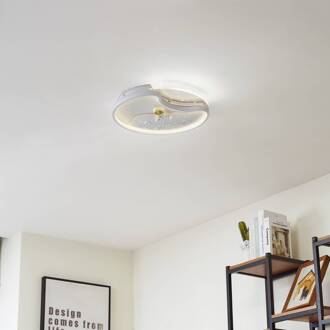 LED plafondlamp Kosmo, 40 cm, wit, metaal, maan wit, transparant