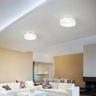 LED plafondlamp Lunar, wit, glas, Ø 42 cm, CCT, dimbaar wit, mat goud