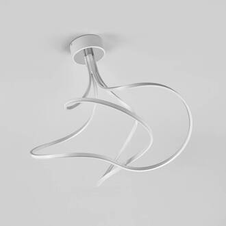 LED plafondlamp Lungo aluminium, hoogte 42 cm aluminium, gesatineerd wit