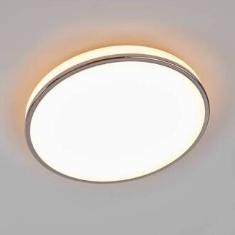 LED plafondlamp Lyss, Ø 40 cm, chroomkleurig, IP44 wit, chroom