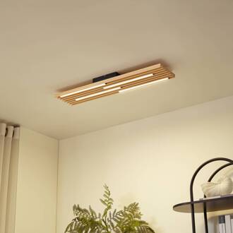 LED plafondlamp Madero, grenenhout, 90 cm x 20 cm Hout licht