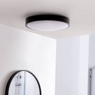 LED plafondlamp Medon, Ø 38 cm, zwart, IP44, metaal zwart, wit