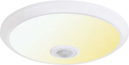 LED Plafondlamp met Sensor + Dag en Nacht Sensor - Kozolux Crimpy - 20W 1500lm - Aanpasbare Lichtkleur CCT - Opbouw - Wit