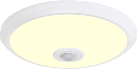 LED Plafondlamp met Sensor + Dag en Nacht Sensor - Kozolux Crimpy - 20W 1500lm - Warm Wit 3000K - Opbouw - Rond - Wit