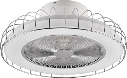 LED Plafondlamp met Ventilator - Plafondventilator - Trion Ford - 30W - Aanpasbare Kleur - Afstandsbediening - Dimbaar - Rond - Chroom - Metaal Zeer Warm Wit;Helder/Koud wit;Warm wit;Natuurlijk wit