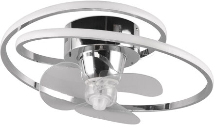 LED Plafondlamp met Ventilator - Plafondventilator - Trion Muaz - 38W - Aanpasbare Kleur - Afstandsbediening - Dimbaar - Rond - Chroom - Metaal Zeer Warm Wit;Helder/Koud wit;Warm wit;Natuurlijk wit